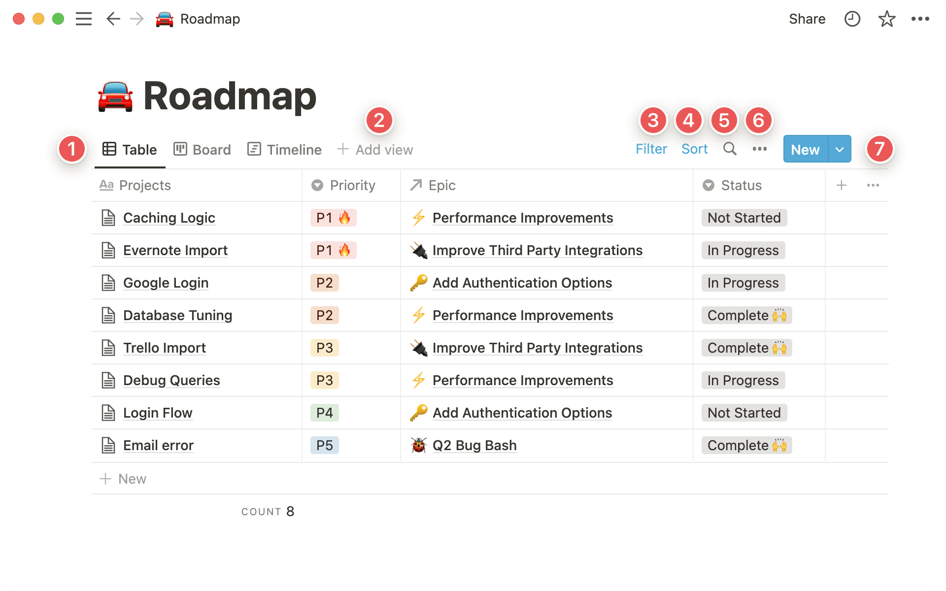 Notion database